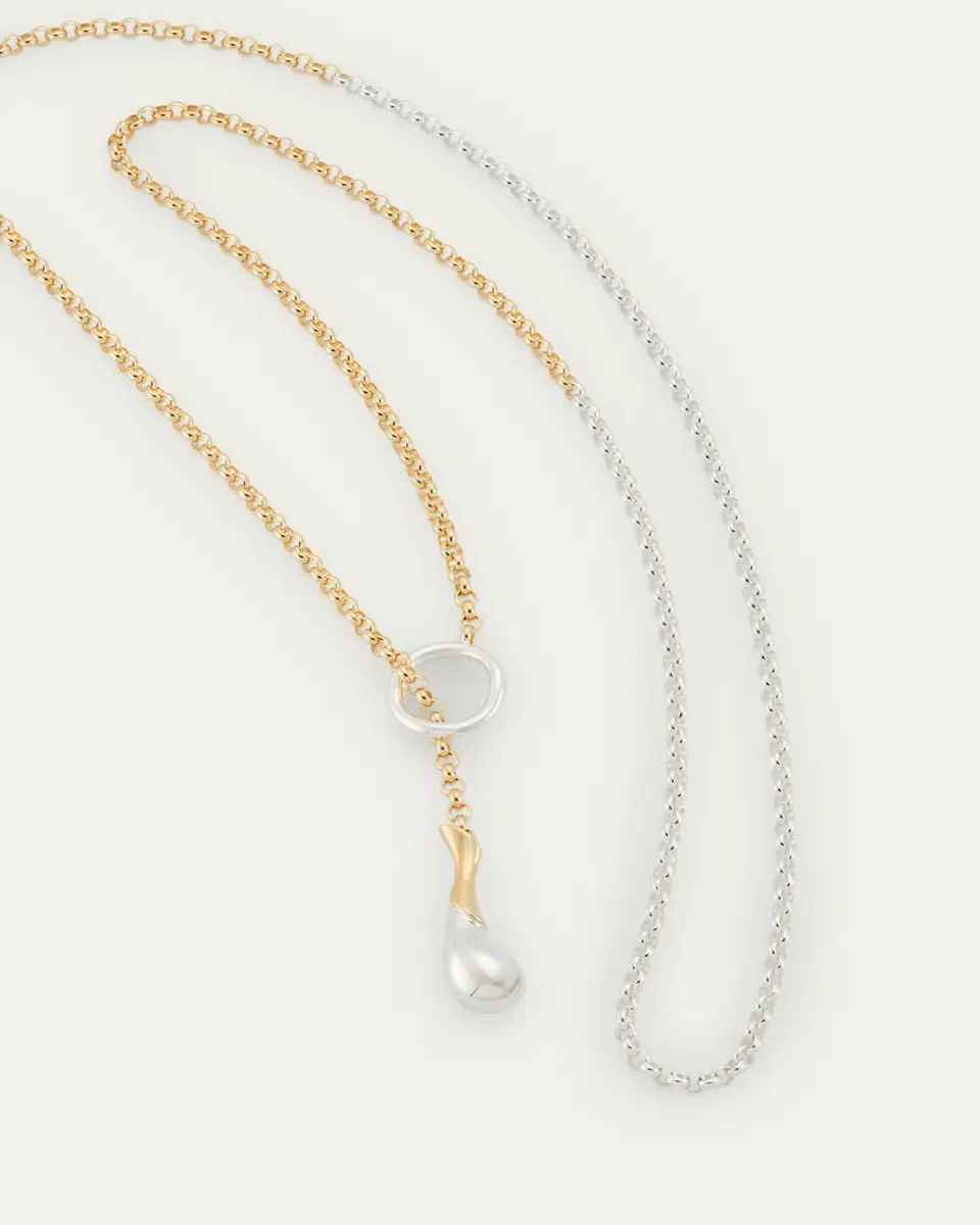 Bottega Veneta Silver and Gold Drop Chain Necklace | Thumbnail 3 Bottega Veneta Silver and Gold Drop Chain Necklace | Thumbnail 3