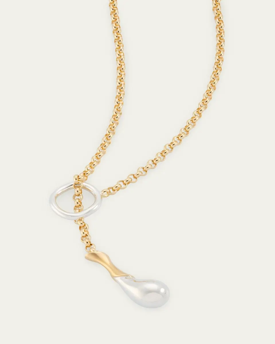 Bottega Veneta Silver and Gold Drop Chain Necklace | Thumbnail 4 Bottega Veneta Silver and Gold Drop Chain Necklace | Thumbnail 4