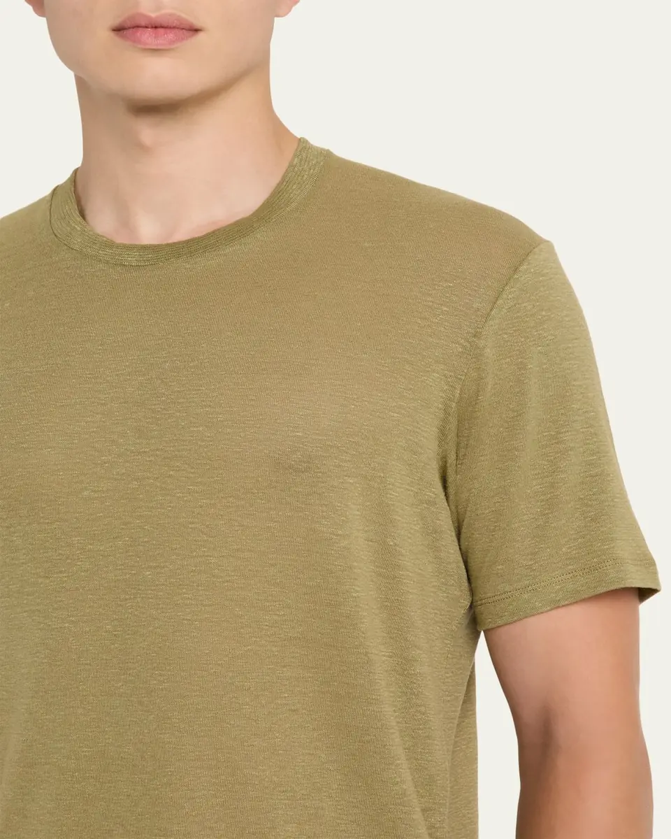 Orlebar Brown Men's Easy-Fit Stretch Linen Crewneck T-Shirt | Thumbnail 5 Orlebar Brown Men's Easy-Fit Stretch Linen Crewneck T-Shirt | Thumbnail 5