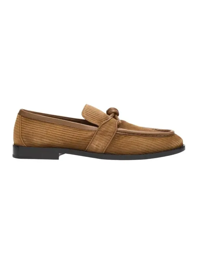Astaire Knot Grooved Suede Loafers
