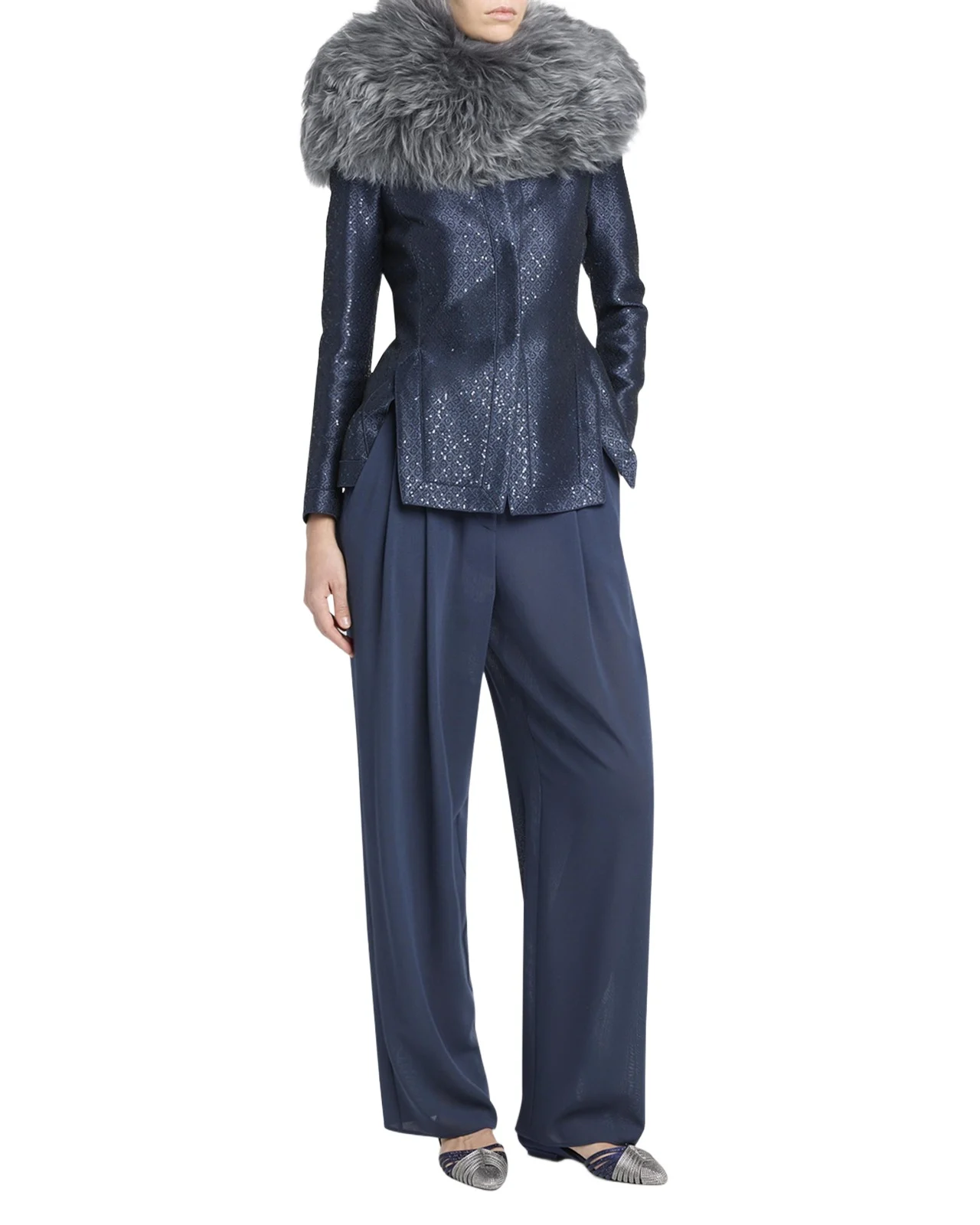 Sequin Jacquard Single-Breasted Evening Jacket