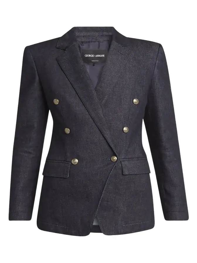 Cotton-Cashmere Denim Double-Breasted Blazer Cotton-Cashmere Denim Double-Breasted Blazer