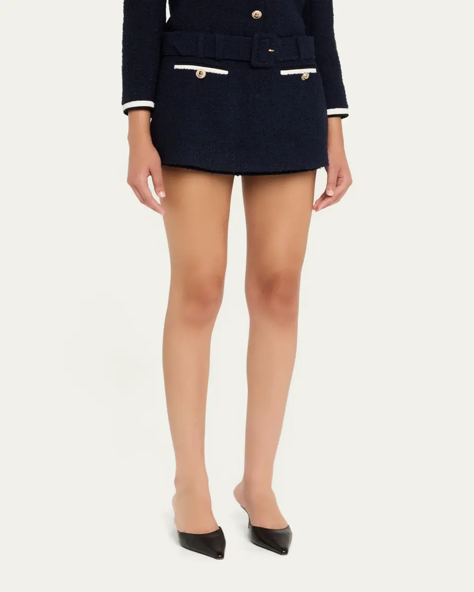 Self-Portrait Belted Boucle Skort | Thumbnail 4 Self-Portrait Belted Boucle Skort | Thumbnail 4