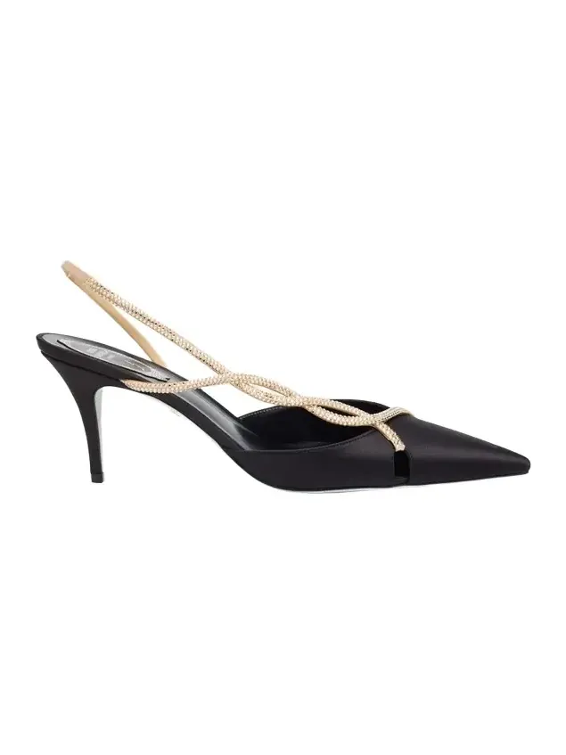 80mm Embellished Braided Satin Pumps