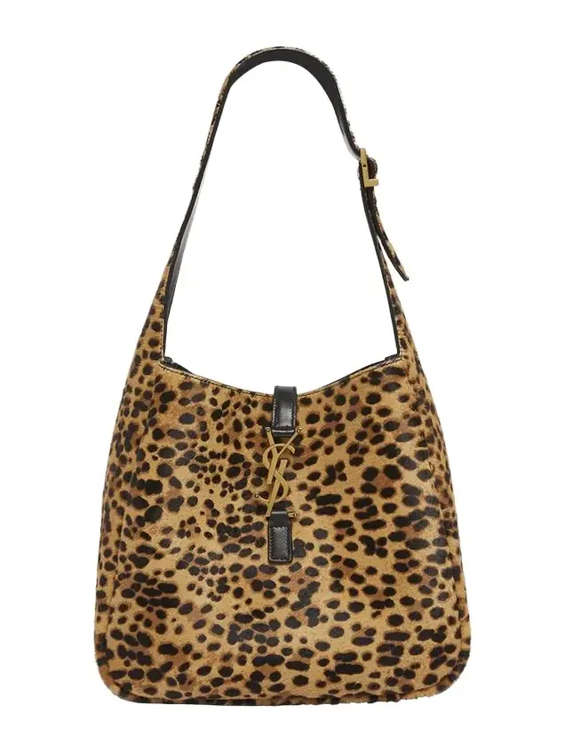 Le 5 A 7 Small Hobo Bag in Leopard-Print Calf Hair Le 5 A 7 Small Hobo Bag in Leopard-Print Calf Hair