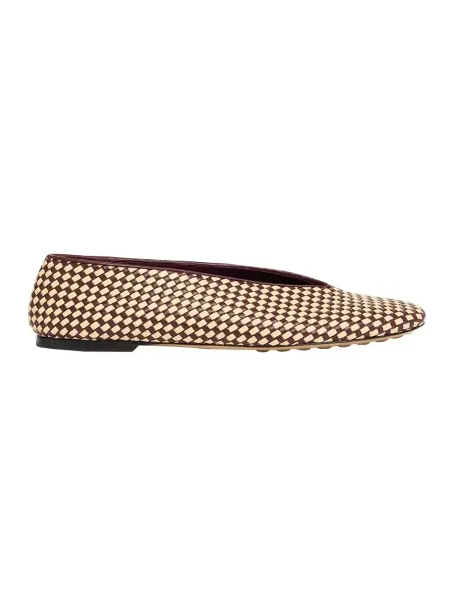 Bicolor Woven Nappa Leather Ballerina Flats