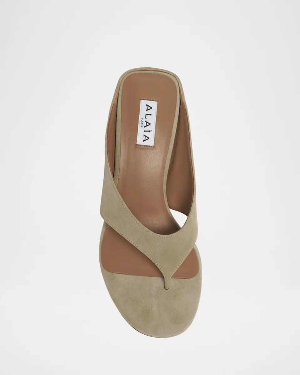 Alaïa Suede Wedge Thong Sandals | Thumbnail 10