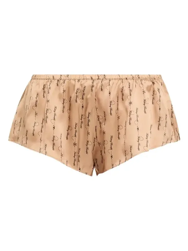 Script-Print Silk Lounge Tap Shorts Script-Print Silk Lounge Tap Shorts
