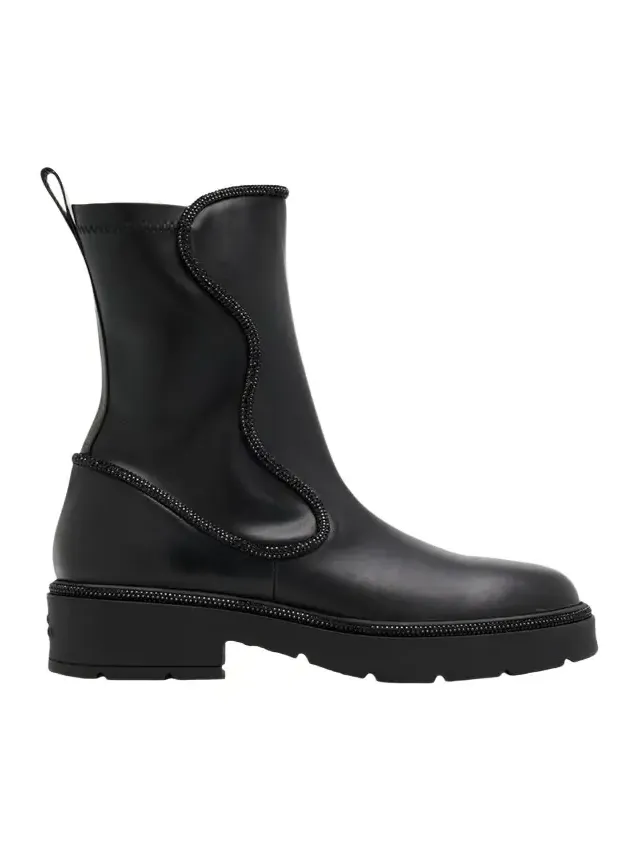 50mm Strass Leather Combat Boots 50mm Strass Leather Combat Boots