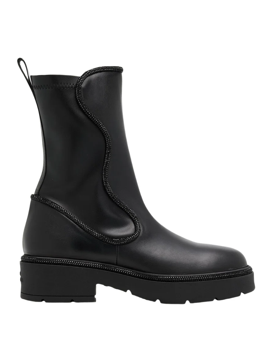 50mm Strass Leather Combat Boots 50mm Strass Leather Combat Boots