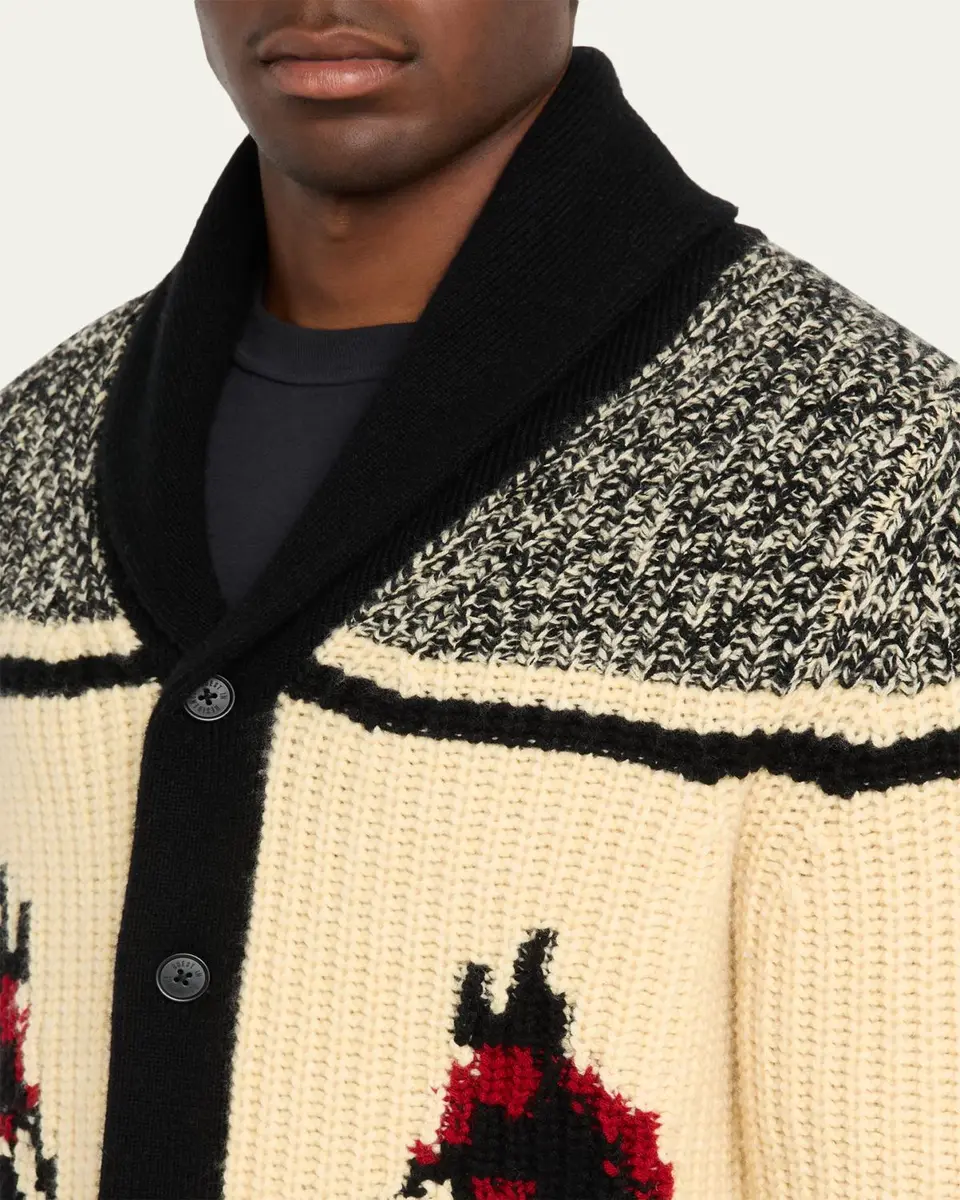 Guest In Residence Men's Horse-Print Wool-Cashmere Cardigan | Thumbnail 5 Guest In Residence Men's Horse-Print Wool-Cashmere Cardigan | Thumbnail 5
