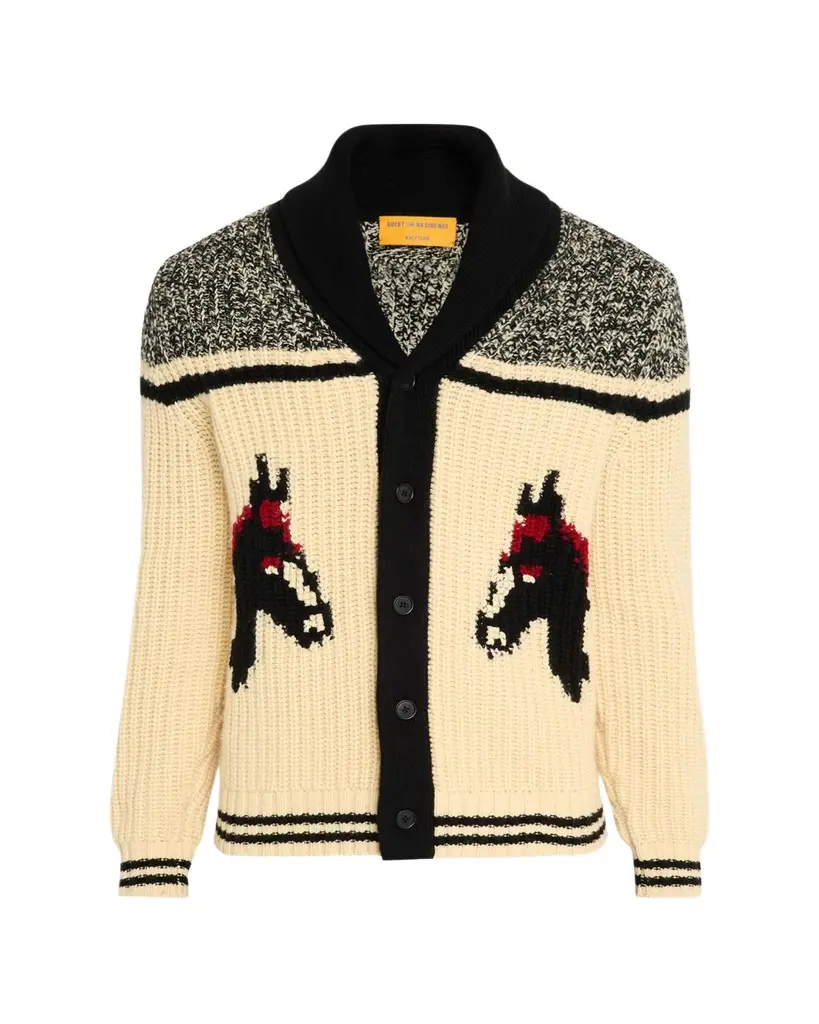 Men's Horse-Print Wool-Cashmere Cardigan