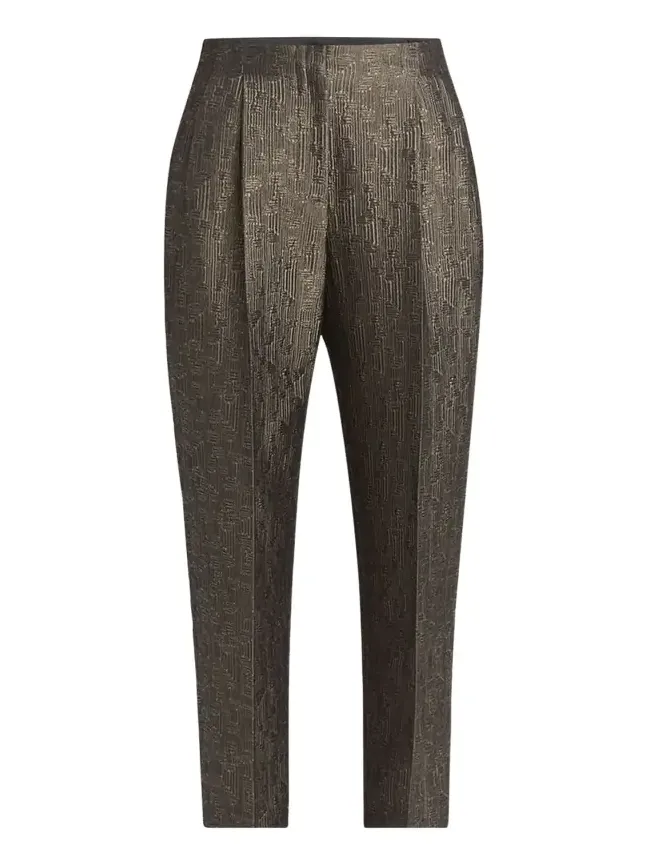 Geo Silk Jacquard Tapered-Leg Trousers Geo Silk Jacquard Tapered-Leg Trousers