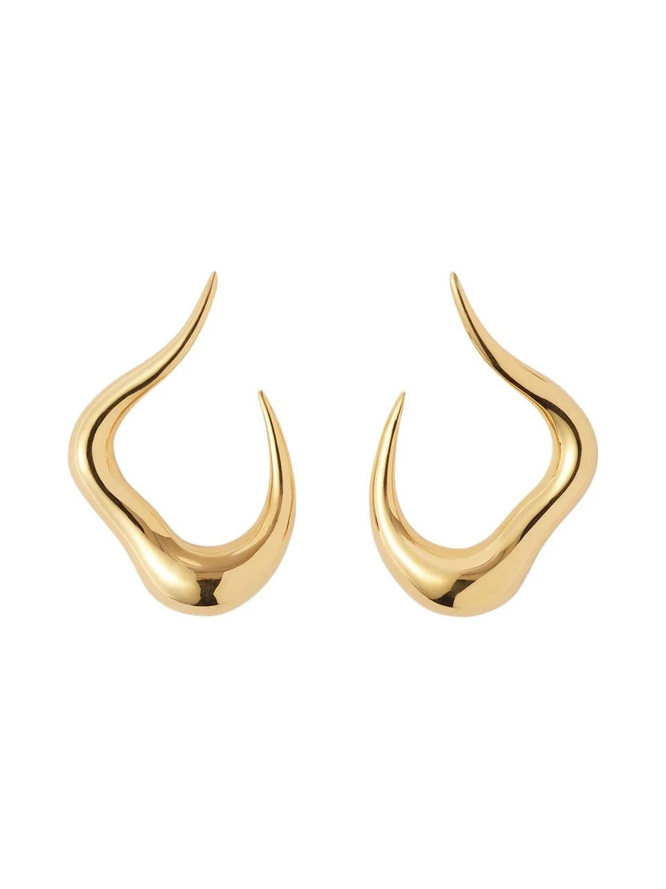 18K Yellow Gold Bold Stream Open Earrings