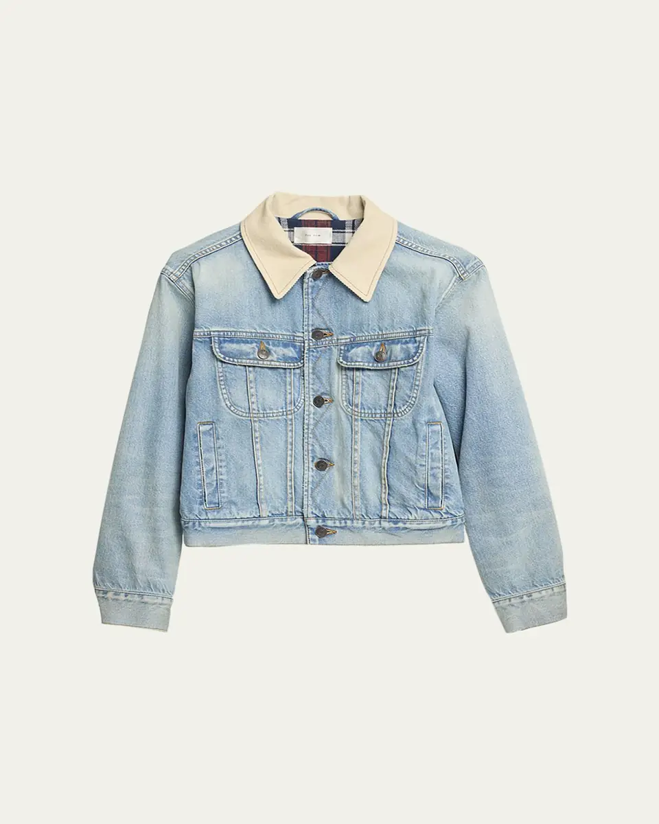 The Row Joras Crop Denim Jacket with Corduroy Collar | Thumbnail 5 The Row Joras Crop Denim Jacket with Corduroy Collar | Thumbnail 5