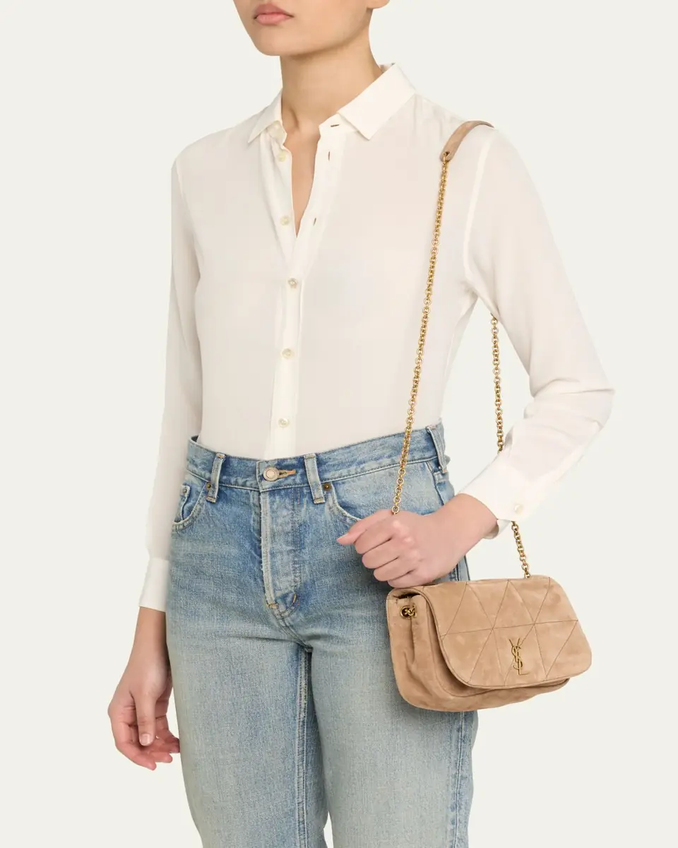 Saint Laurent Jamie 4.3 Mini YSL Chain Shoulder Bag in Quilted Suede | Thumbnail 11