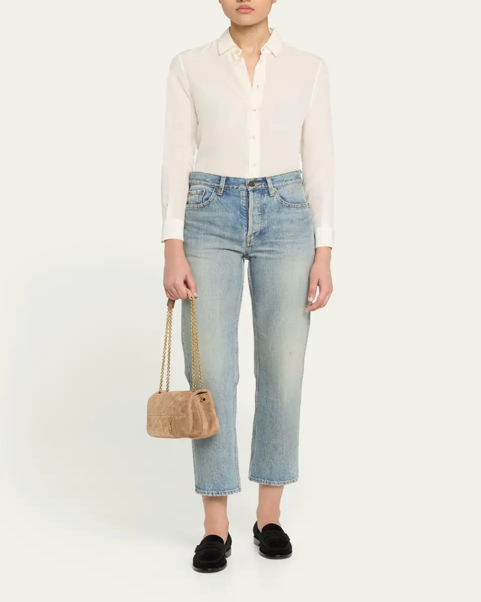 Saint Laurent Jamie 4.3 Mini YSL Chain Shoulder Bag in Quilted Suede | Thumbnail 14