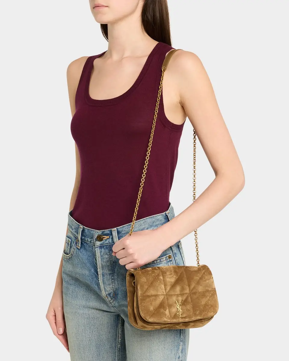 Saint Laurent Jamie 4.3 Mini YSL Chain Shoulder Bag in Quilted Suede | Thumbnail 15