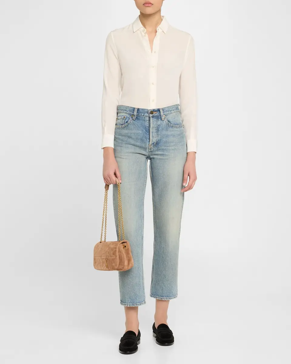 Saint Laurent Jamie 4.3 Mini YSL Chain Shoulder Bag in Quilted Suede | Thumbnail 4