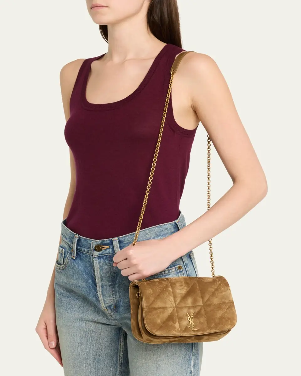 Saint Laurent Jamie 4.3 Mini YSL Chain Shoulder Bag in Quilted Suede | Thumbnail 7