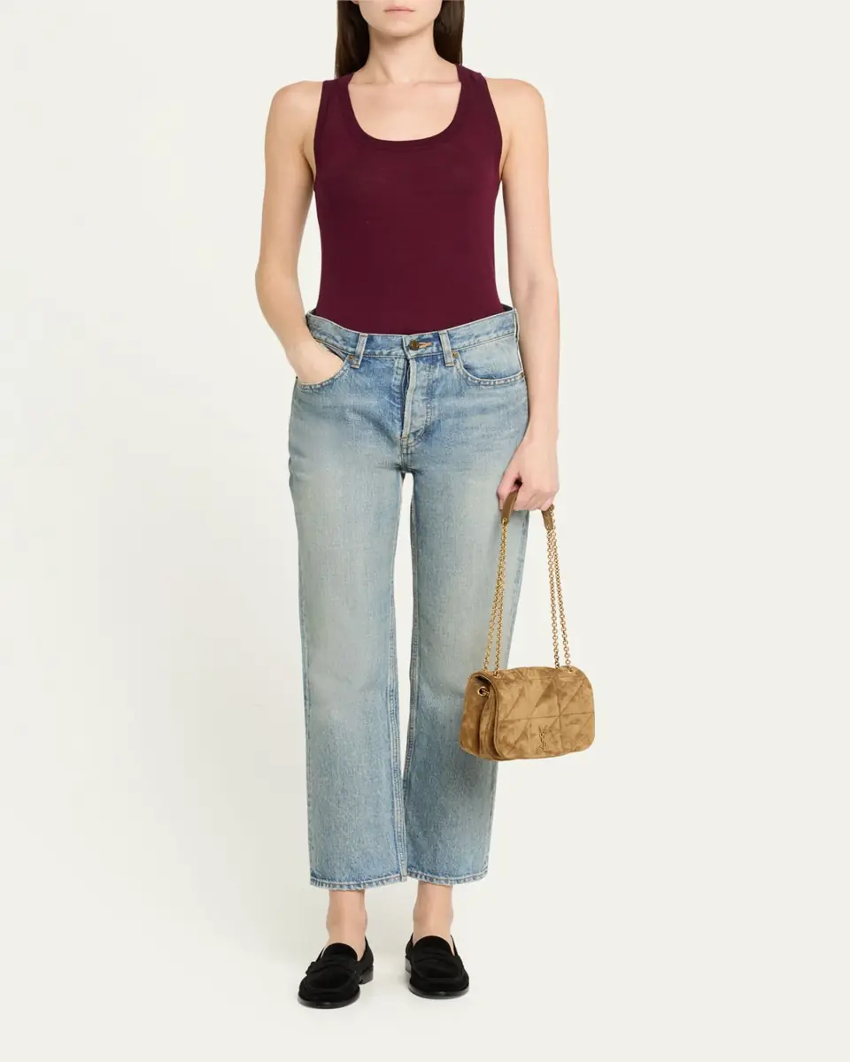 Saint Laurent Jamie 4.3 Mini YSL Chain Shoulder Bag in Quilted Suede | Thumbnail 10