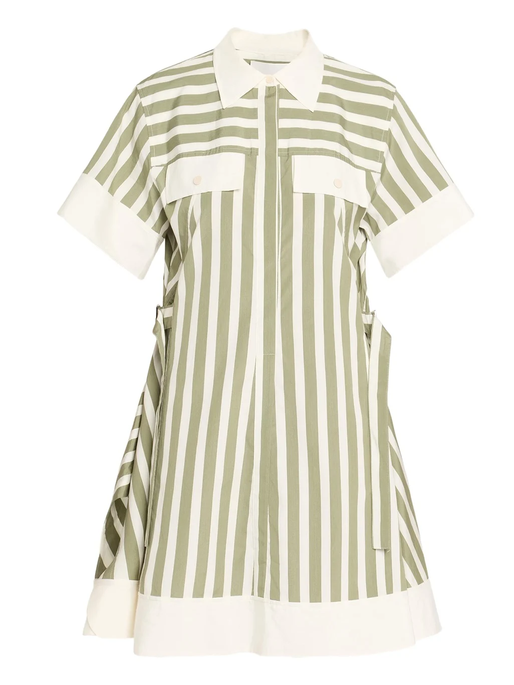 Stripe Short-Sleeve Shirt Dress