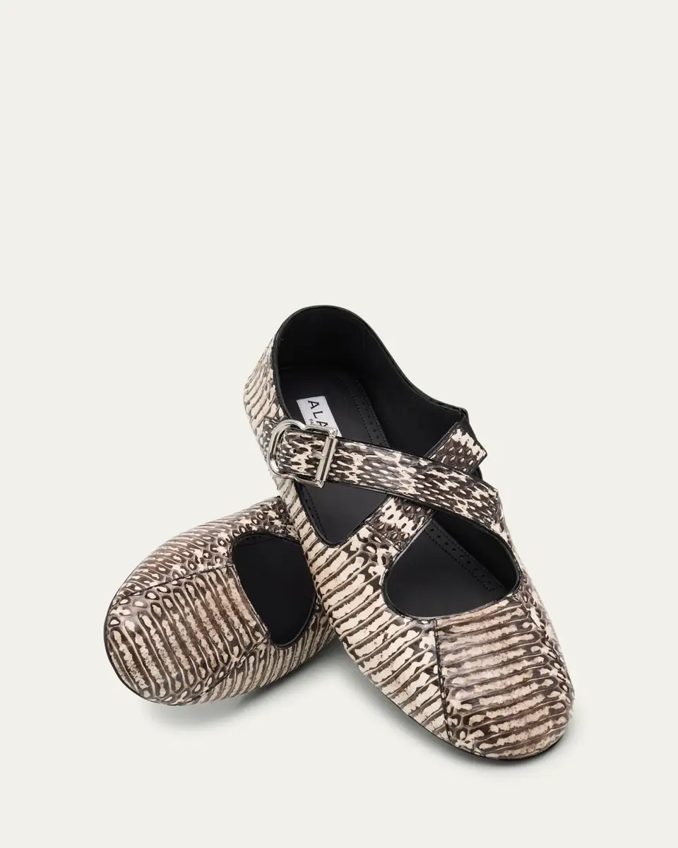 Alaïa Snakeskin Leather Pattern Cross Ballerina Flats | Thumbnail 5 Alaïa Snakeskin Leather Pattern Cross Ballerina Flats | Thumbnail 5