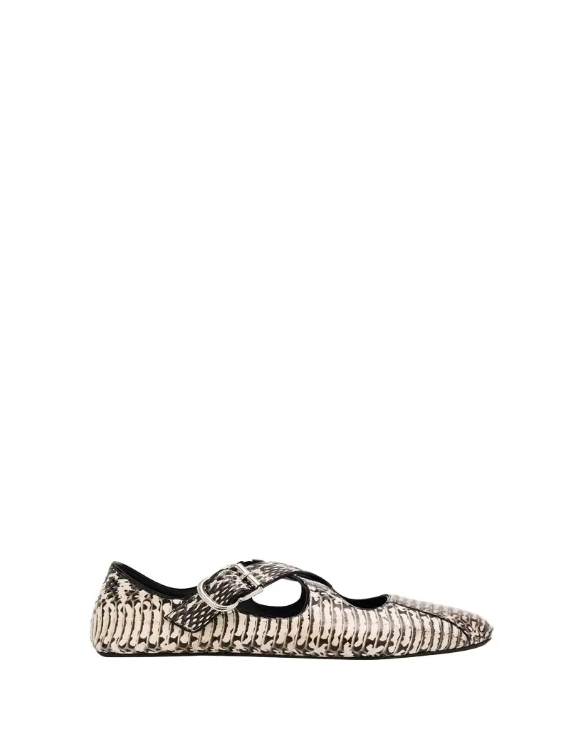 Alaïa Snakeskin Leather Pattern Cross Ballerina Flats | Image 1 Alaïa Snakeskin Leather Pattern Cross Ballerina Flats | Image 1
