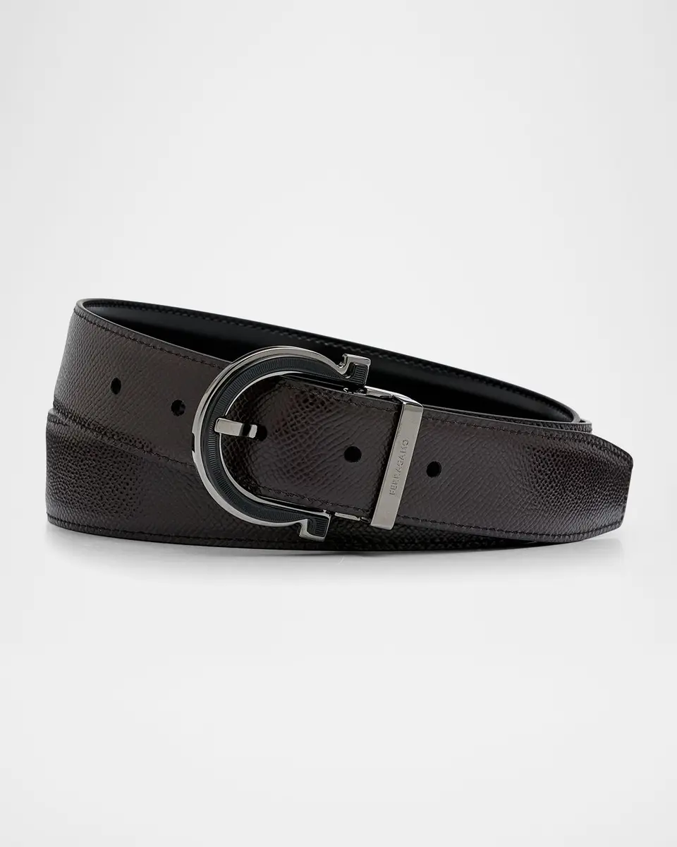 Ferragamo Men's Reversible Gancio-Buckle Leather Belt | Thumbnail 2