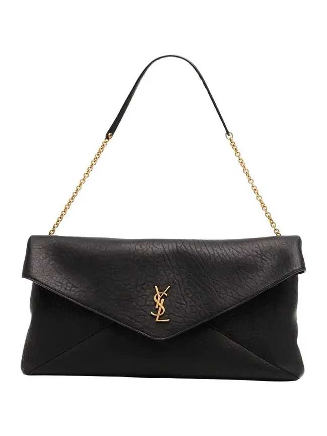 YSL Envelope Clutch Bag in Grained Leather YSL Envelope Clutch Bag in Grained Leather