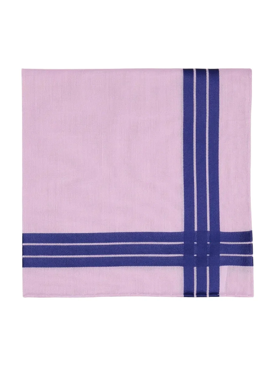 Simonnot Godard Men's Satin Crossed Stripe Cotton Handkerchief