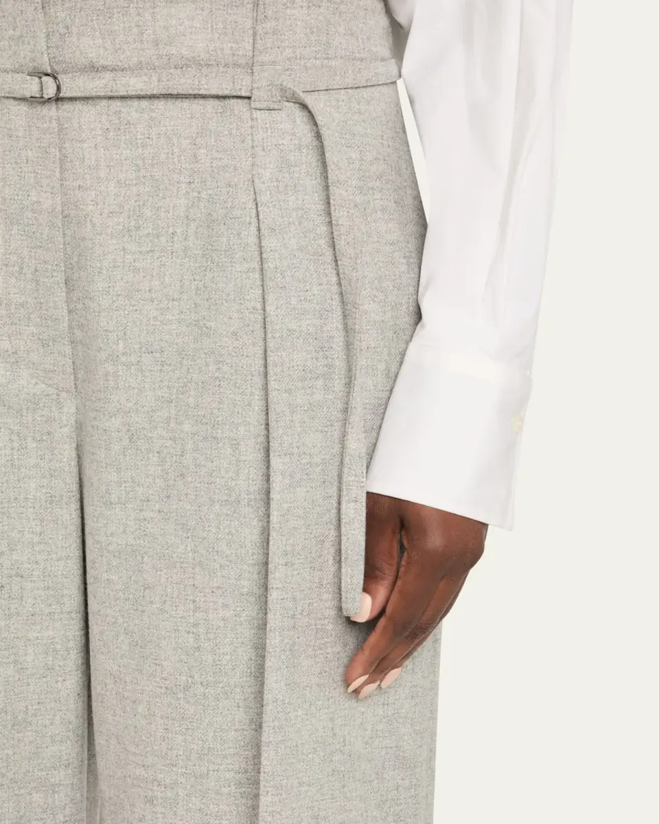 Brunello Cucinelli Cashmere-Wool Flannel Wide Sartorial Pants With Belt | Thumbnail 2 Brunello Cucinelli Cashmere-Wool Flannel Wide Sartorial Pants With Belt | Thumbnail 2