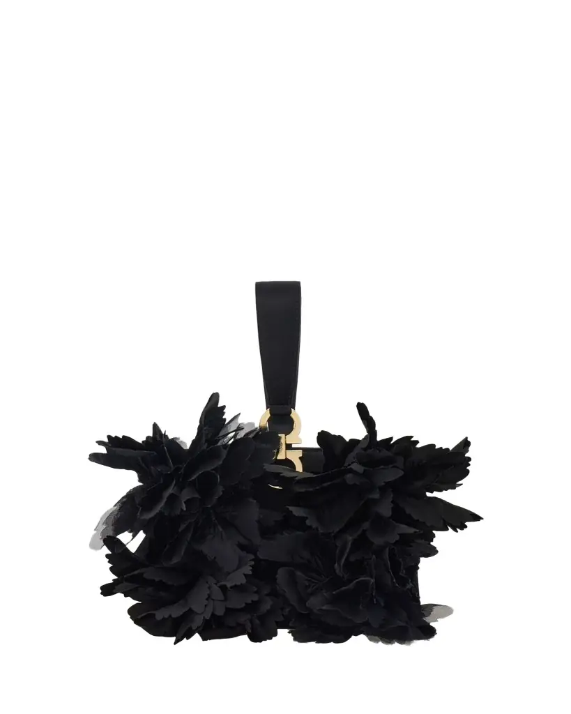 Ferragamo Floral Applique Leather Wristlet | Image 1 Ferragamo Floral Applique Leather Wristlet | Image 1