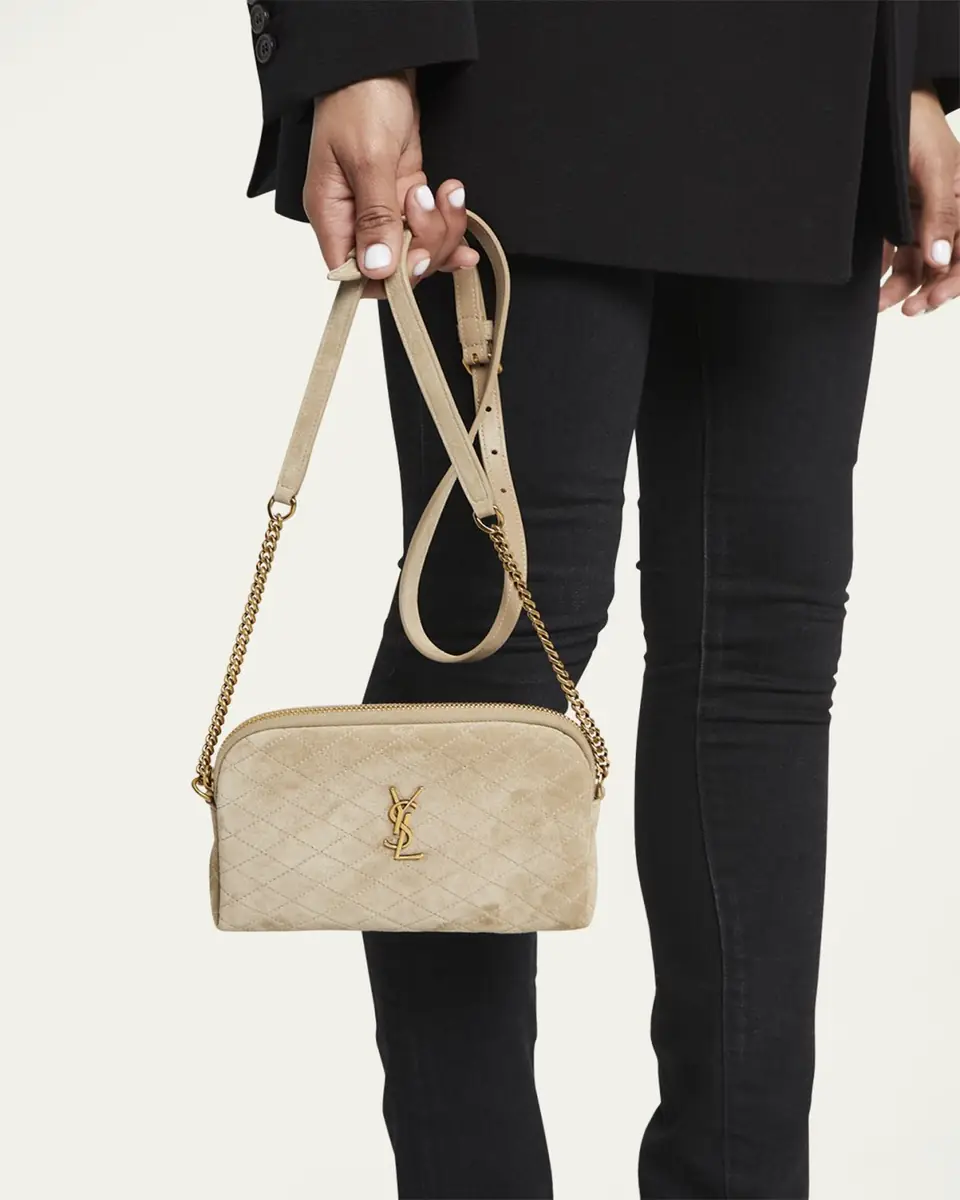 Saint Laurent Gaby Mini YSL Crossbody Bag in Quilted Suede | Thumbnail 6 Saint Laurent Gaby Mini YSL Crossbody Bag in Quilted Suede | Thumbnail 6