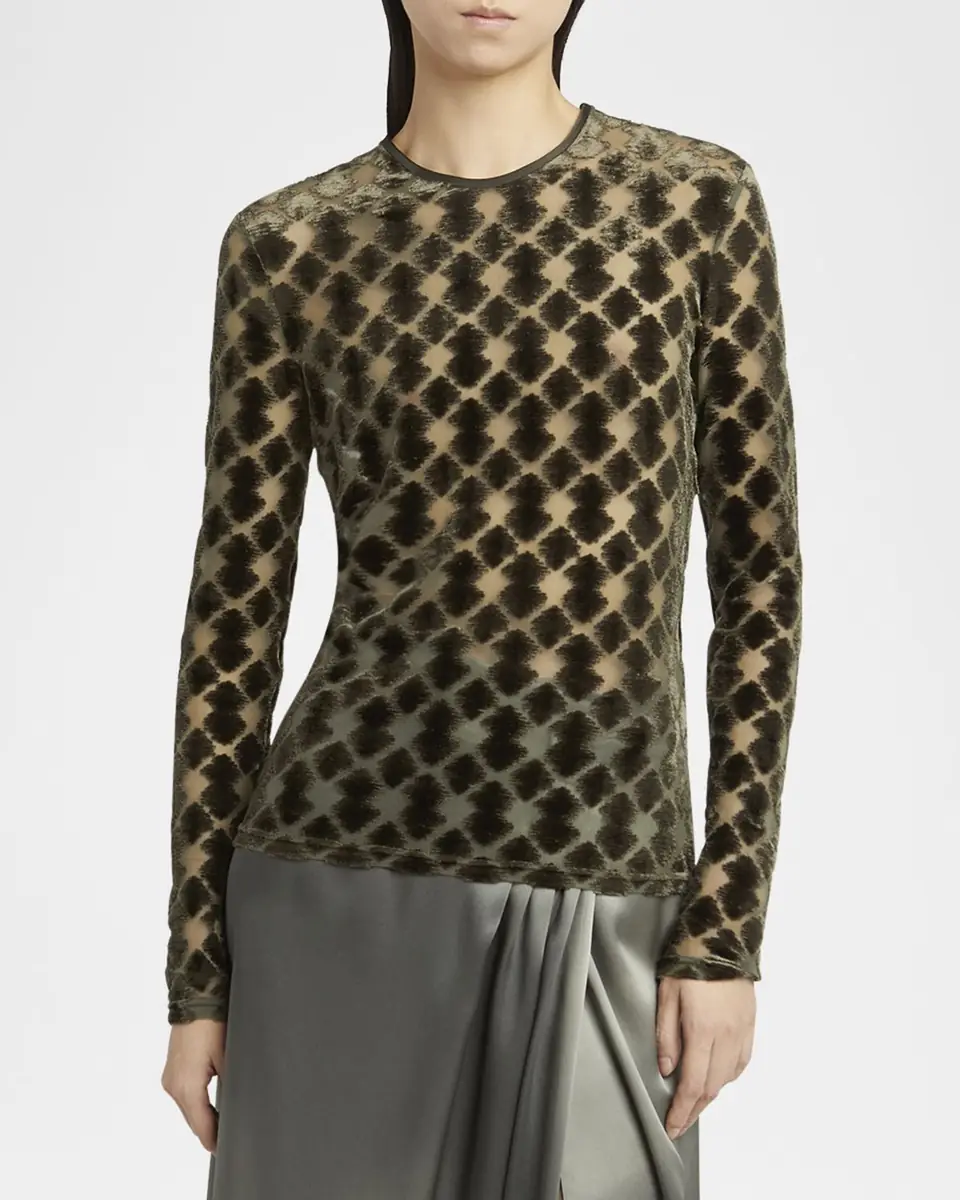 Giorgio Armani Velvet Jersey Jacquard Long-Sleeve Top | Thumbnail 3 Giorgio Armani Velvet Jersey Jacquard Long-Sleeve Top | Thumbnail 3