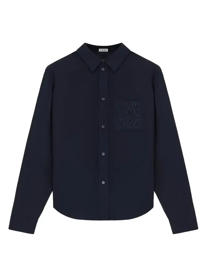 Men's Poplin Tonal Anagram Pocket Sport Shirt