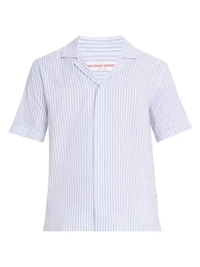 Men's Maitan Relaxed-Fit Linen Beach Stripe Camp Shirt