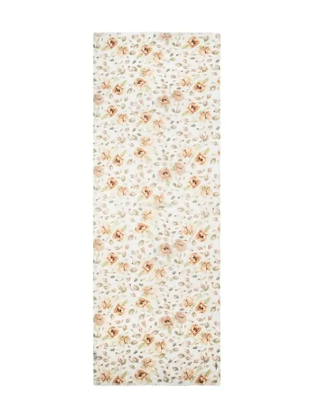 Akris Anemone Print Fringe Cashmere Scarf