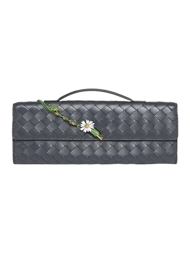 Andiamo Flower-Embellished Leather Clutch Bag