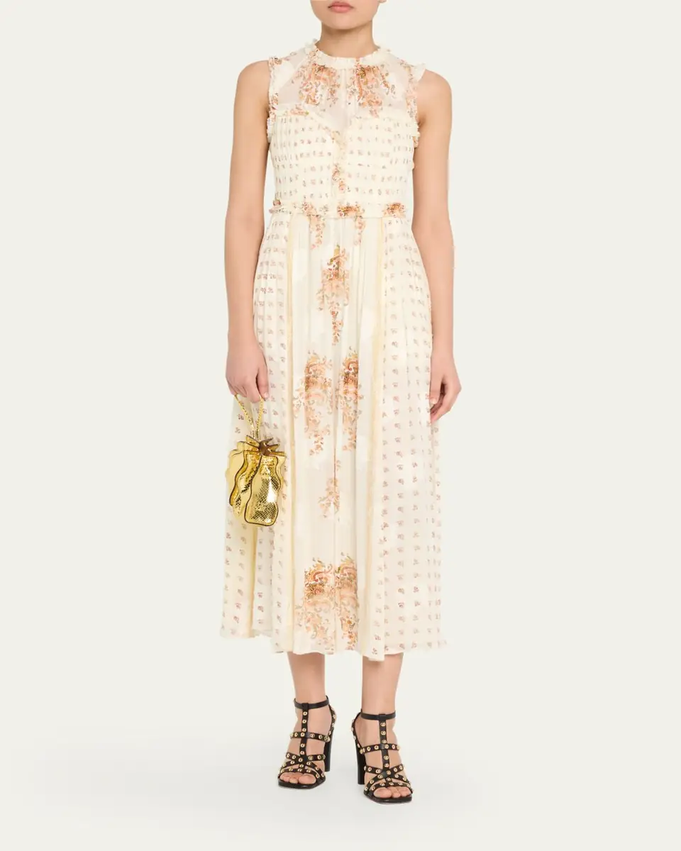 Ulla Johnson Adria Mini Pleated Wave Metallic Snake-Print Crossbody Bag | Thumbnail 3