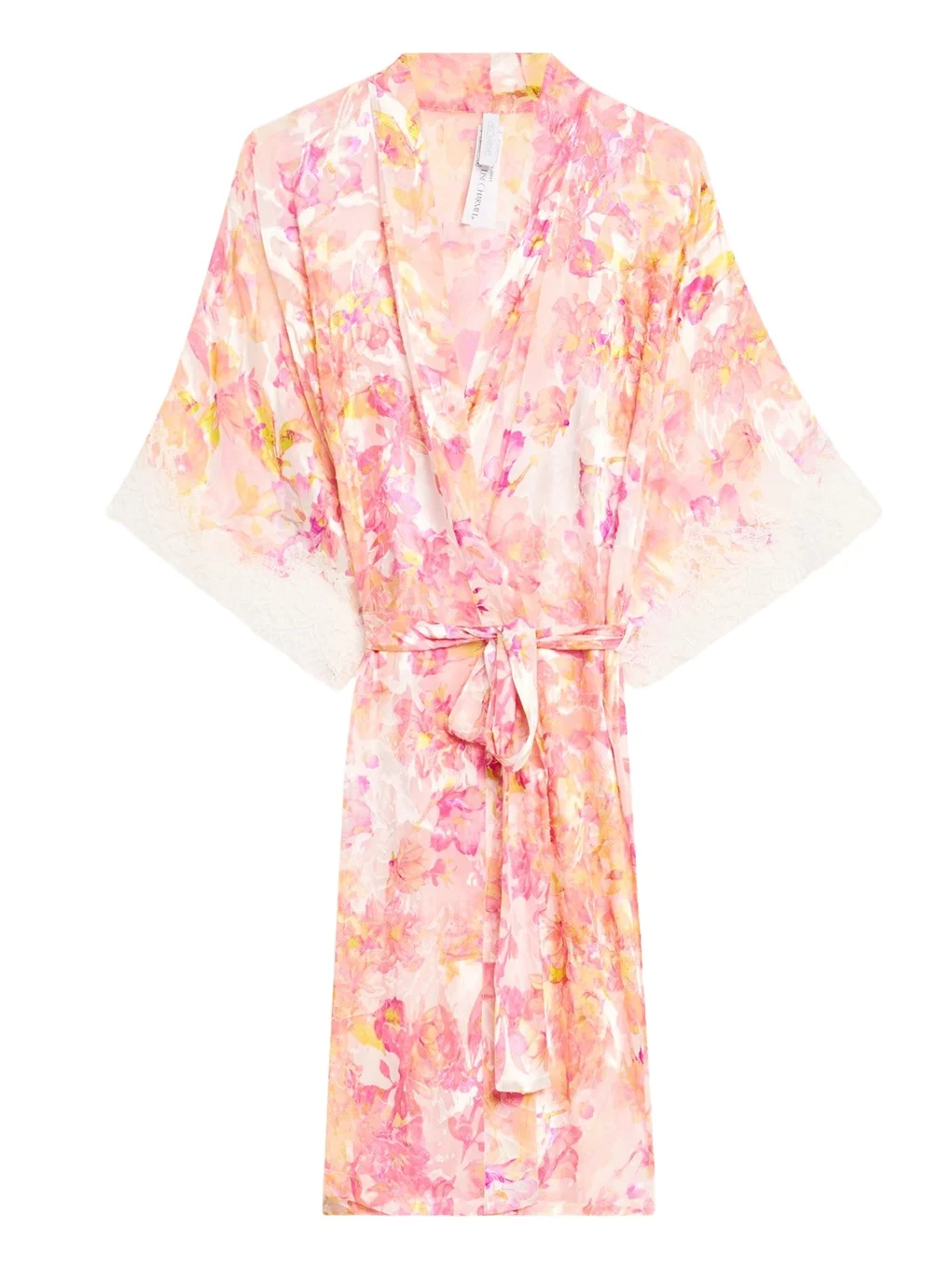Folie D'Ete Floral-Print Devore Satin Robe