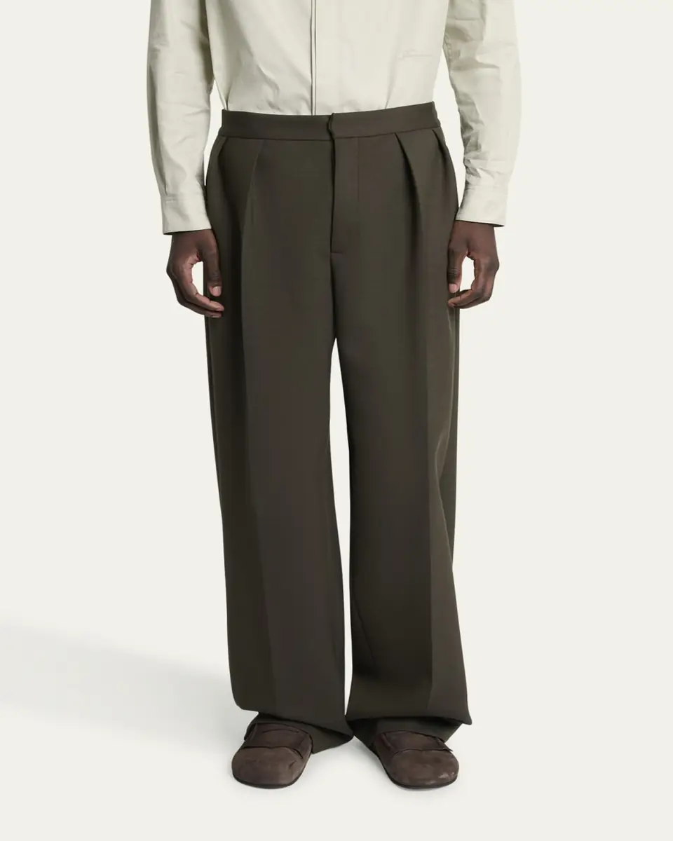 Jacquemus Men's Le Pantalon Wide-Leg Pleated Pants | Thumbnail 4