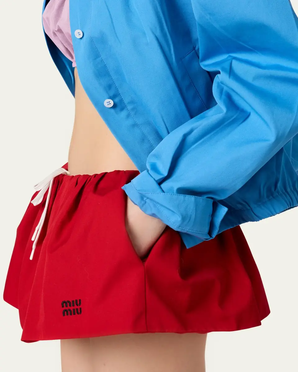 Miu Miu Poplin Mini Skirt | Thumbnail 2 Miu Miu Poplin Mini Skirt | Thumbnail 2