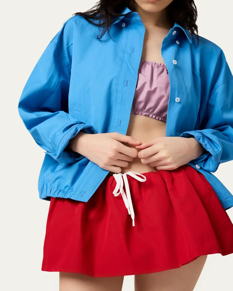 Miu Miu Poplin Mini Skirt | Thumbnail 4 Miu Miu Poplin Mini Skirt | Thumbnail 4