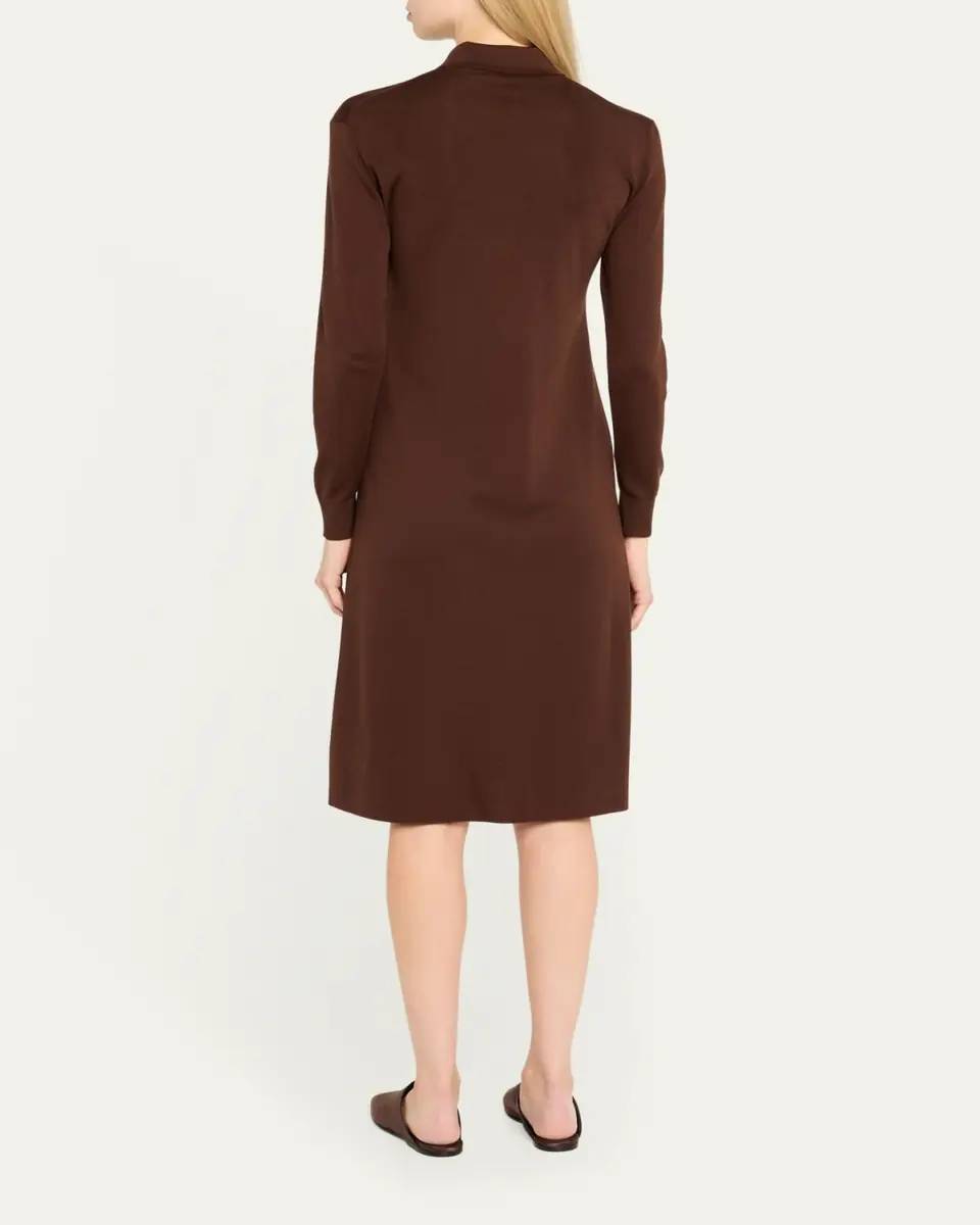 Loro Piana Lyskamm Long-Sleeve Silk Polo Dress | Thumbnail 3