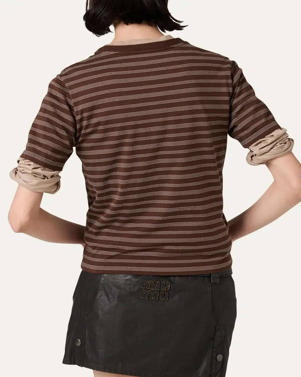 Miu Miu Stripe Jersey Tee | Thumbnail 3