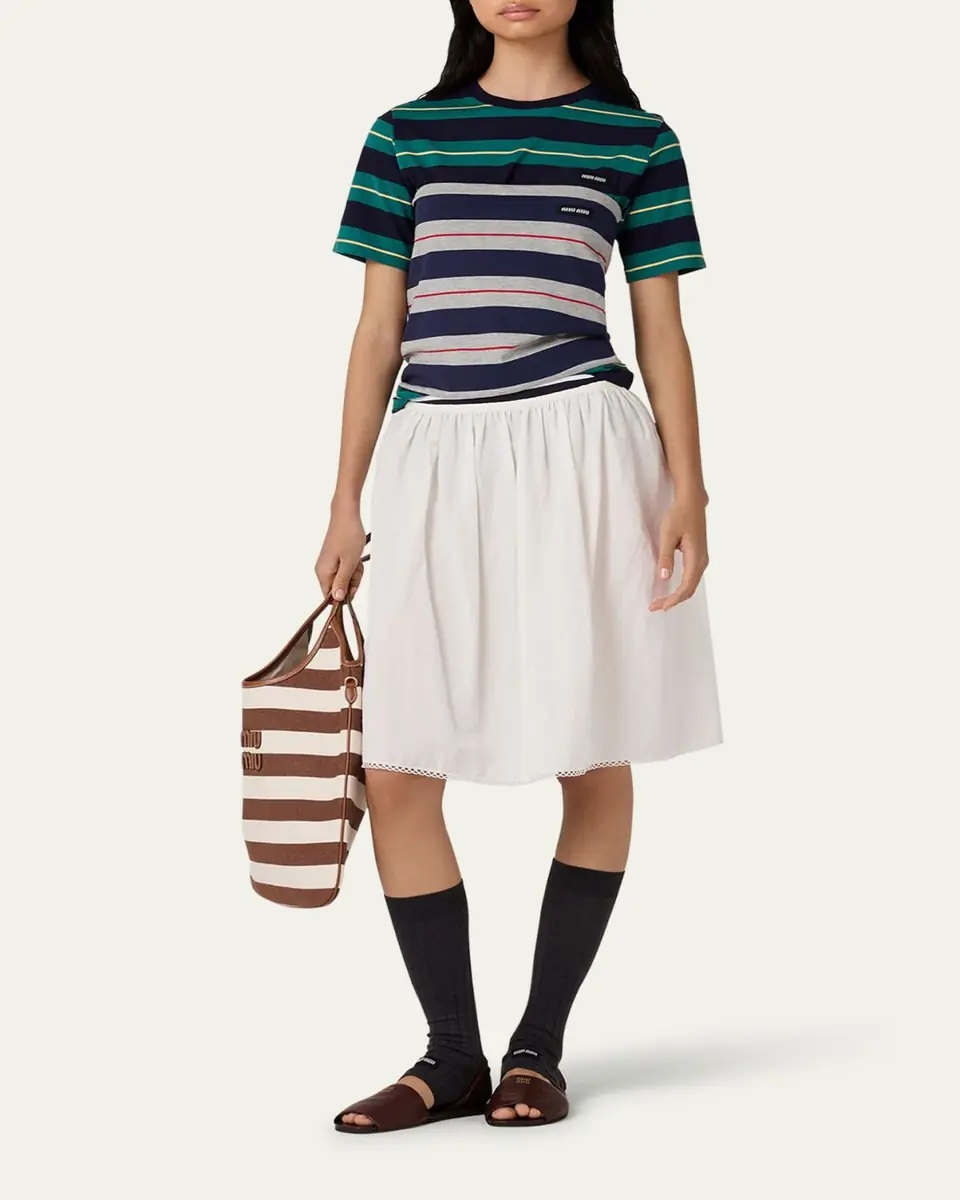 Miu Miu Stripe Jersey Tee | Thumbnail 4