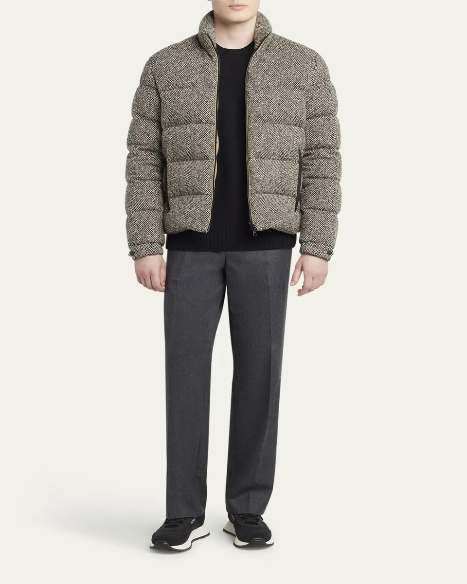 Moncler Men's Wool Melange Quilted Down Jacket | Thumbnail 2 Moncler Men's Wool Melange Quilted Down Jacket | Thumbnail 2