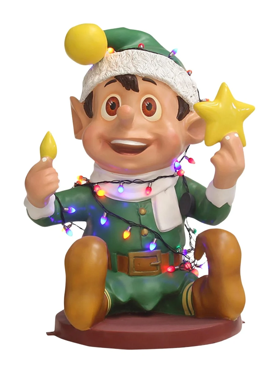 Universal Statues Santa Elf Playing with Lights Figurine