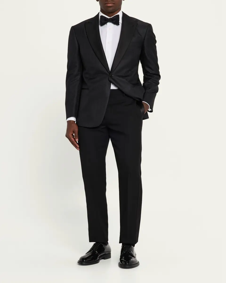 Giorgio Armani Men's Honeycomb Satin Peak Lapel Dinner Jacket | Thumbnail 2 Giorgio Armani Men's Honeycomb Satin Peak Lapel Dinner Jacket | Thumbnail 2